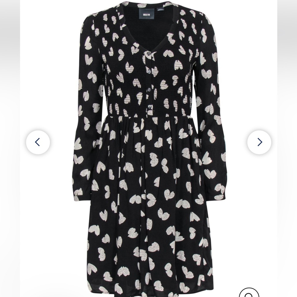 Anthropologie Maeve Heart Print Long Sleeve Fit & Flare Lined Dress, size M